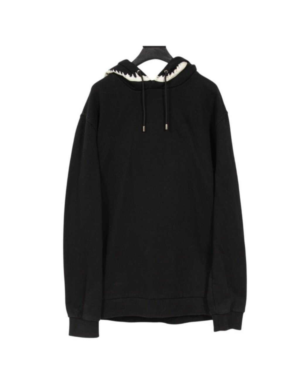 Givenchy Shark Tooth Hoodie Size XL Large Black White Cotton Cuban Fit Long